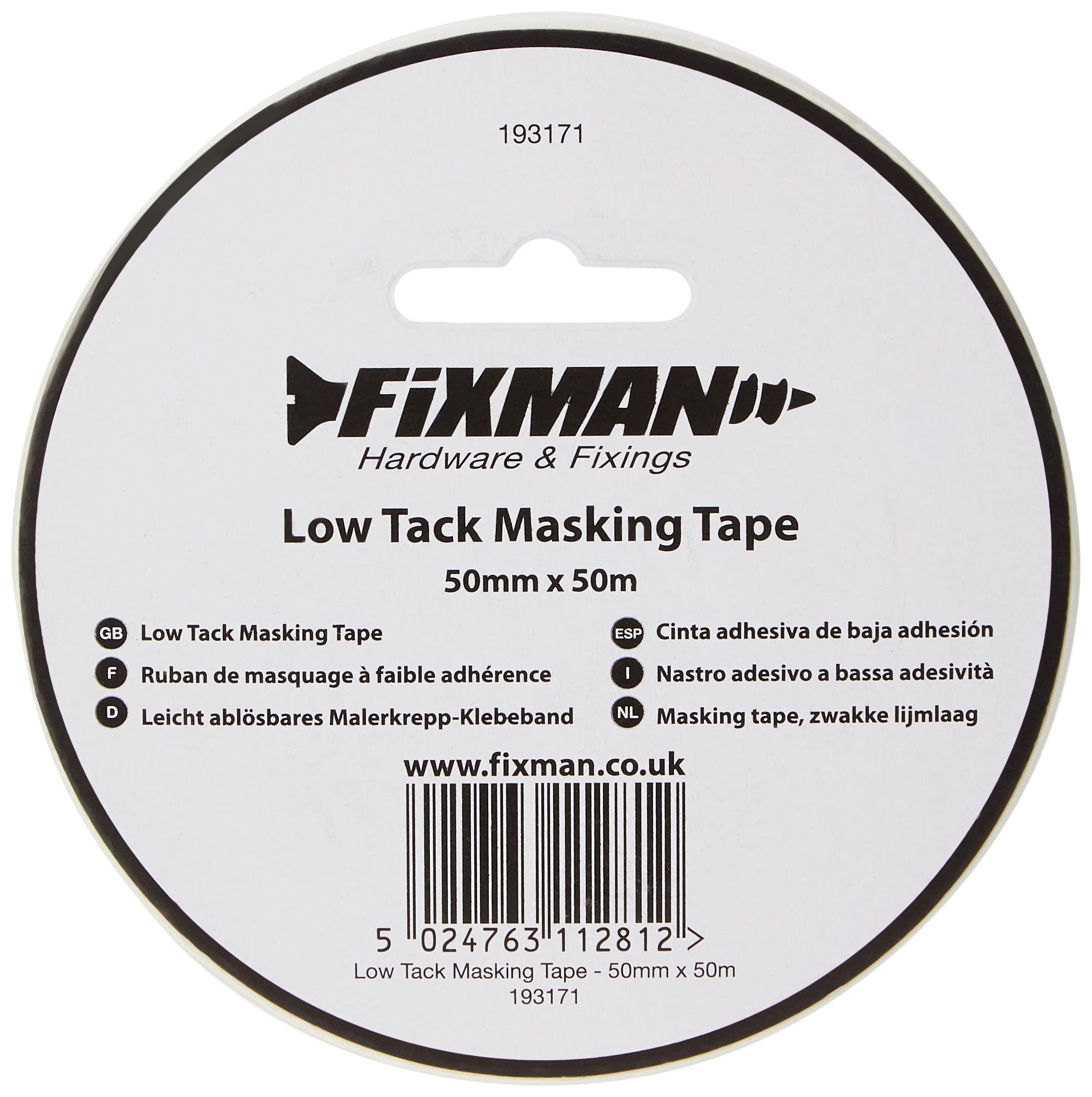 Fixman 193171 Low Tack Masking Tape 50 mm x 50m