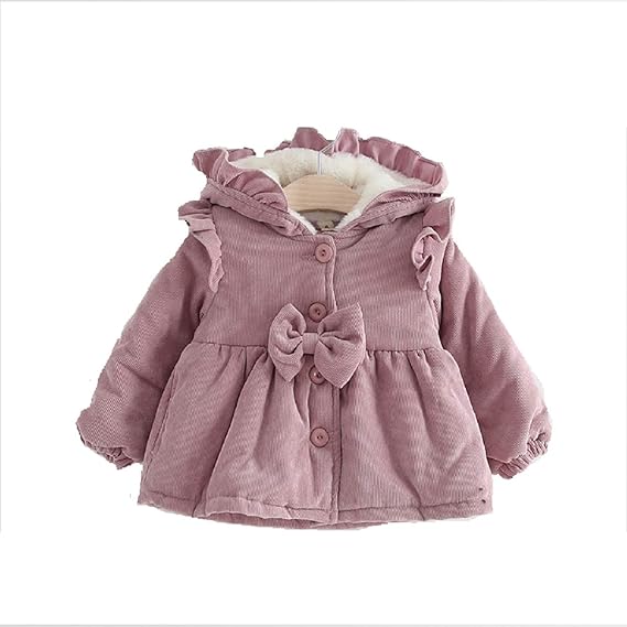 Amazon Co Jp ベビー服 女の子 コートガールズ 帽子付き 無地 長袖 厚手 コーデュロイ ボタン ジャケット 冬 防寒 普段着 クリスマス 出産祝い プレゼント ピンク 80 服 ファッション小物