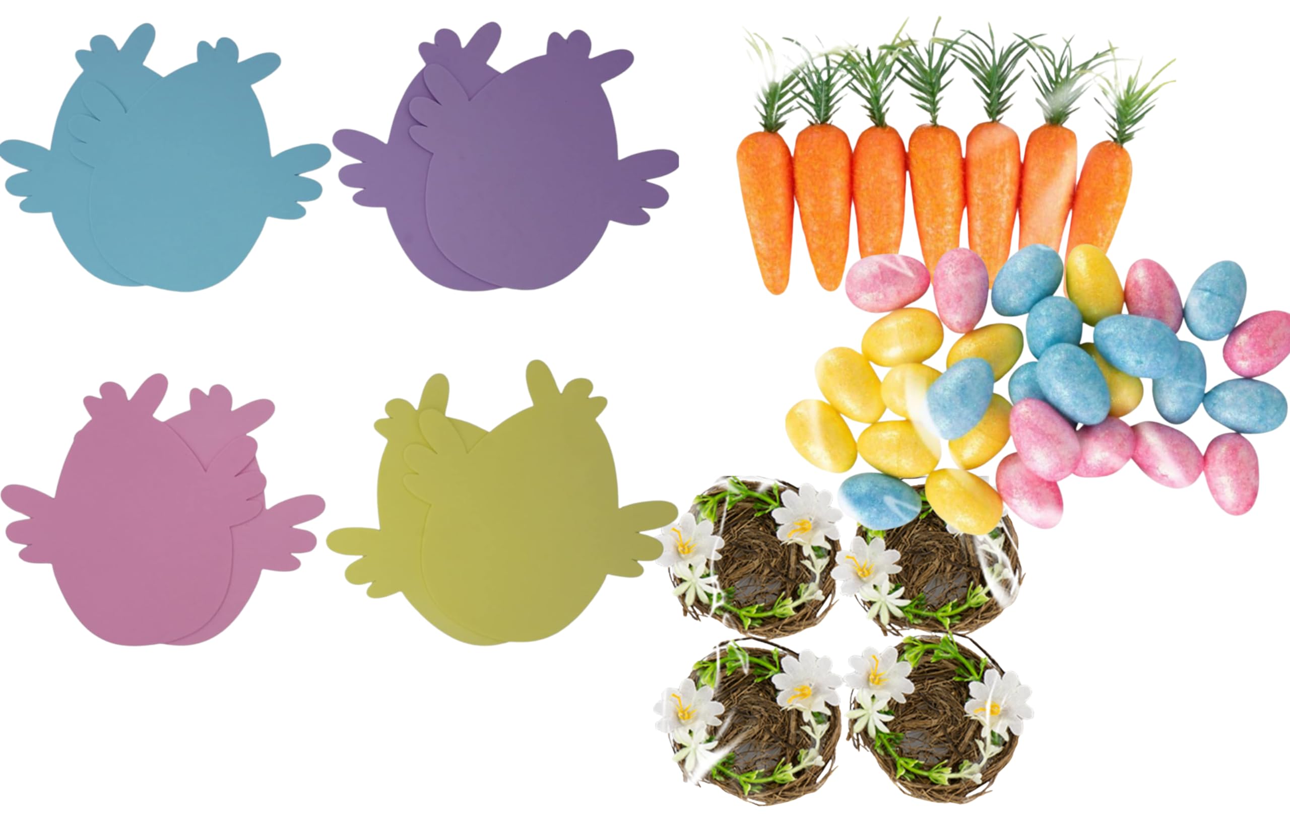 Easter Decorative Eggs Bonnet Decorating Accessory Kids Easter Decorations Basket Filler Easter Egg DIY Craft Set - Eggs, Chick Foam Shapes, Nest Decoration, Carrot Decorations