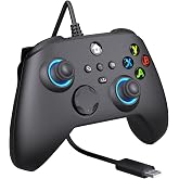 YUYIU Wired Controller for Xbox One, Xbox Series X|S, PC, Steam, iOS | Hall Effect Trigger,7 Colors RGB Light,Macro,Turbo,8-Way D-Pad,3.5mm Audio Jack,Dual Vibration (Phantom Black,7.2FT)