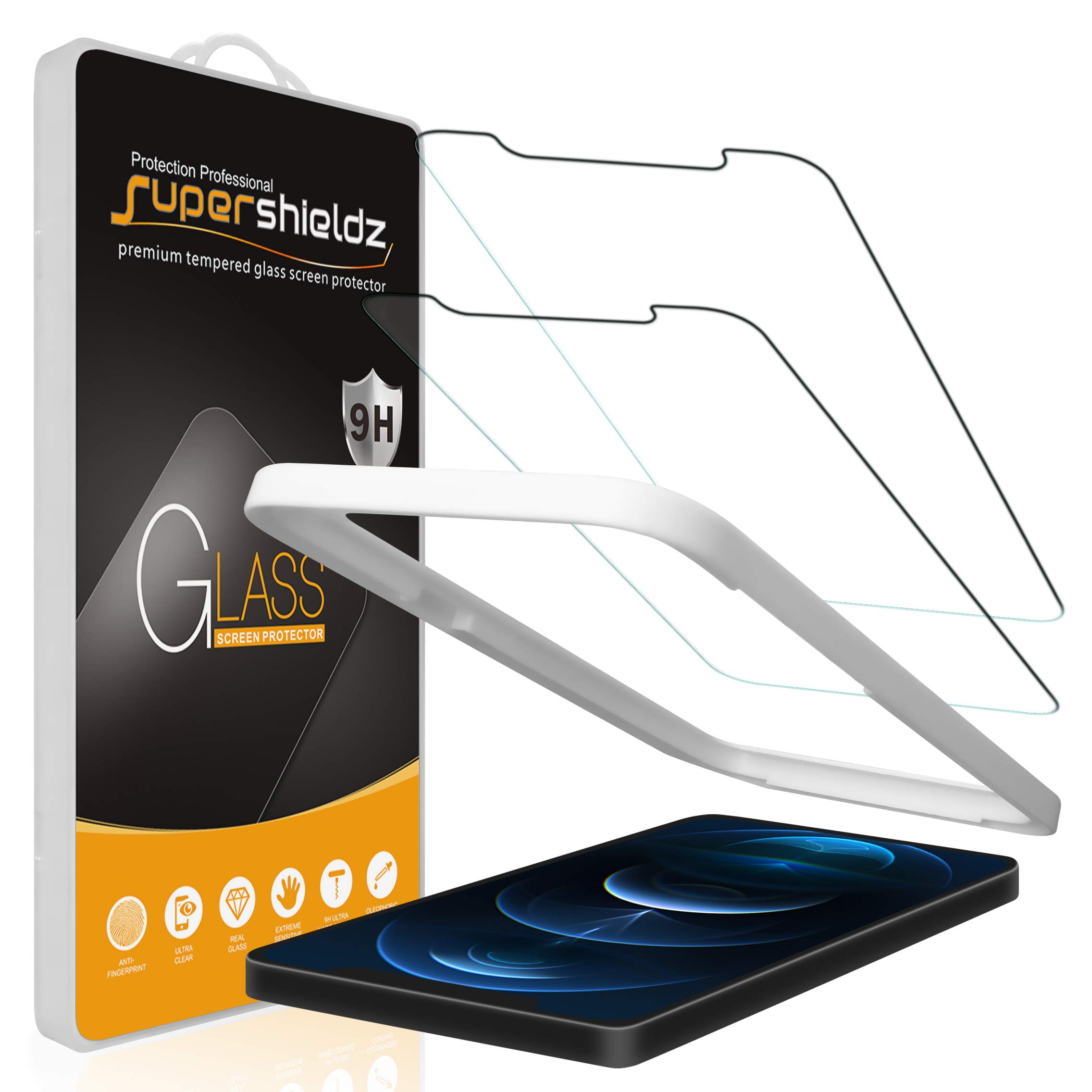 Supershieldz (2 Pack) Designed for iPhone 12 Pro Max (6.7 inch) Tempered Glass Screen Protector with (Easy Installation Tray) Anti Scratch, Bubble Free