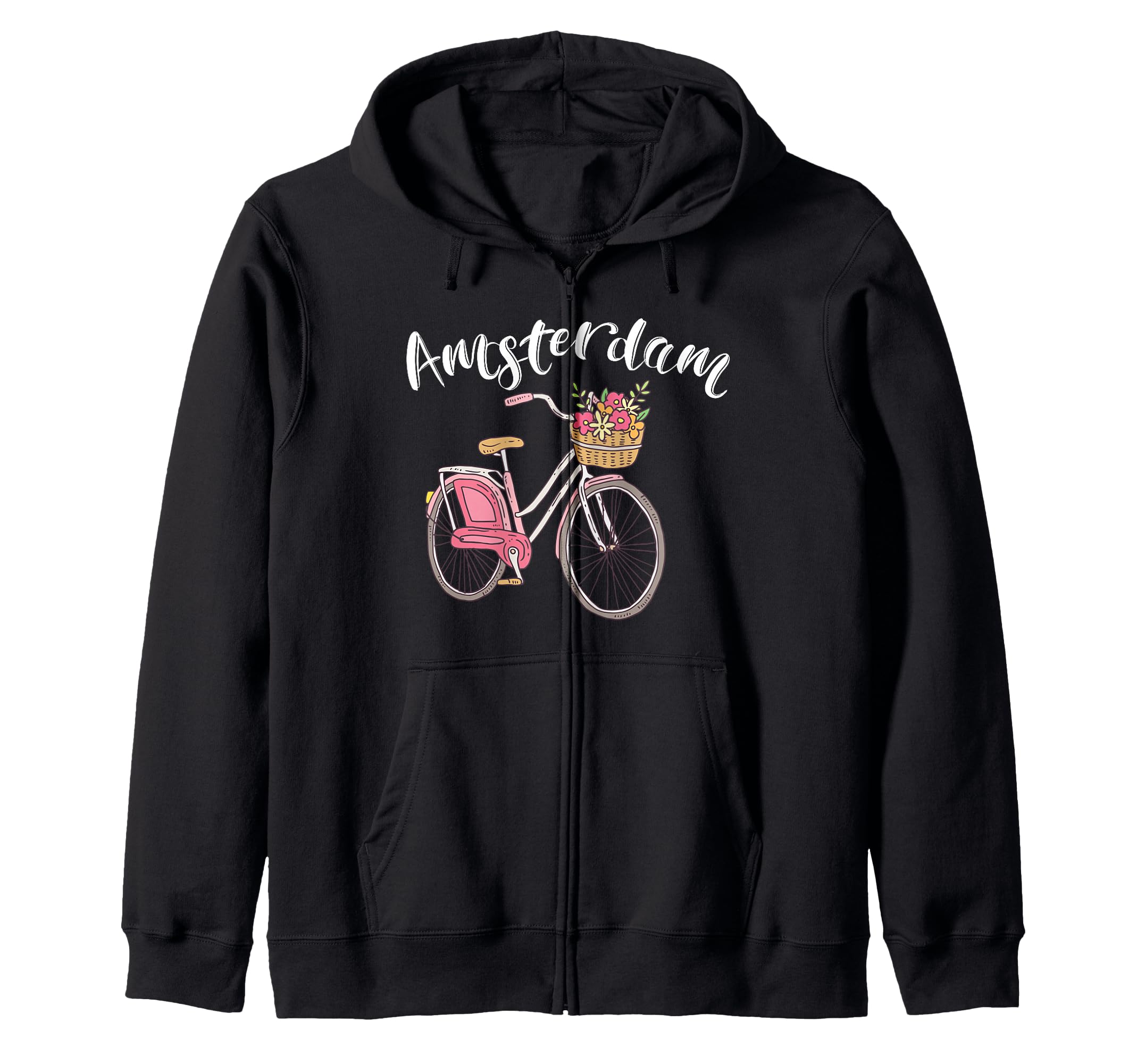 Amsterdam Bicycle City Retro Cycling Zip Hoodie