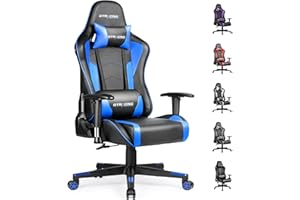 GTRACING Gaming Chair with Speakers Bluetooth Music Video Game Chair Audio Ergonomic Design Heavy Duty Office Computer Desk Chair (Blue)