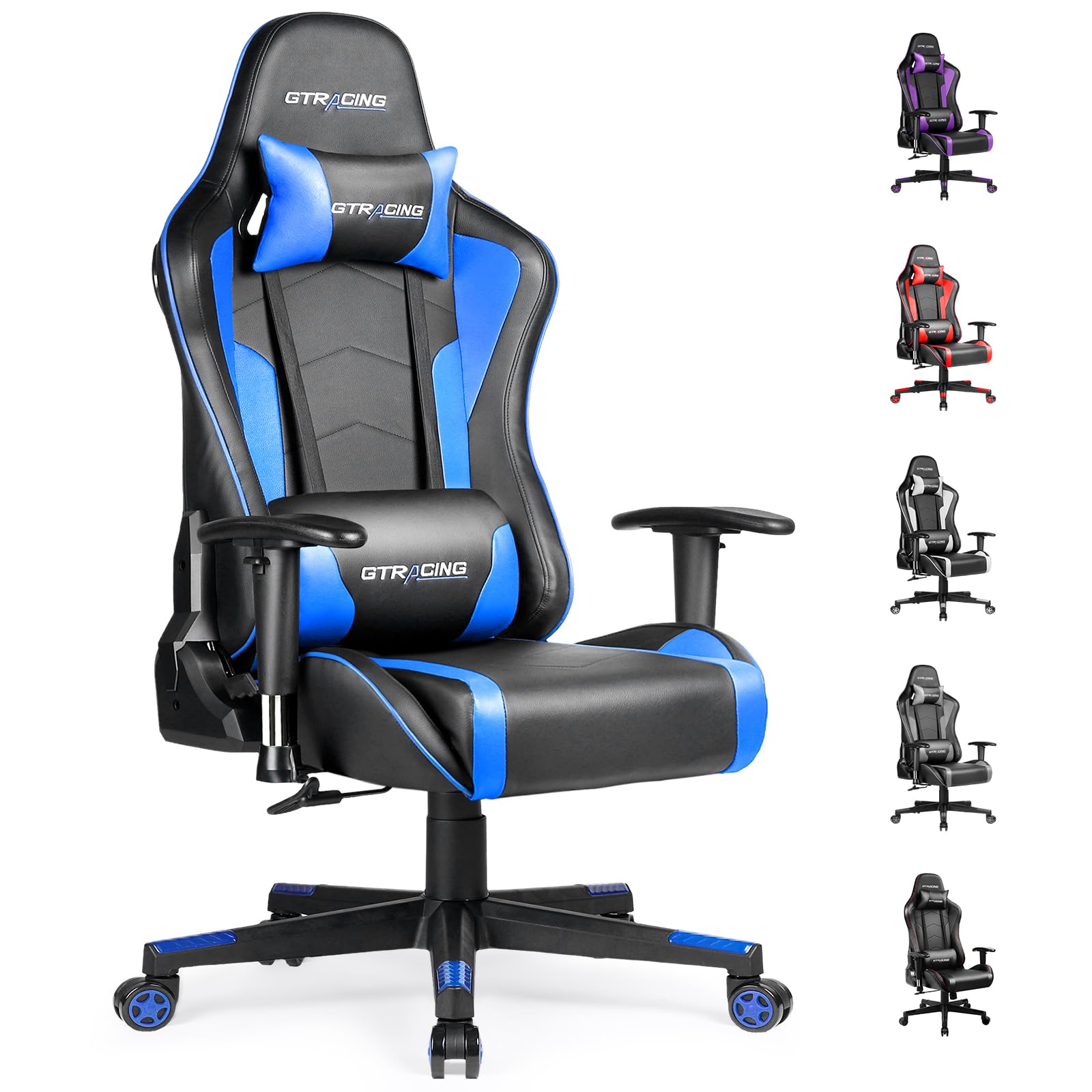 GTRACING Gaming Chair with Speakers Bluetooth Music Video Game Chair Audio Ergonomic Design Heavy Duty Office Computer Desk Chair (Blue) Image
