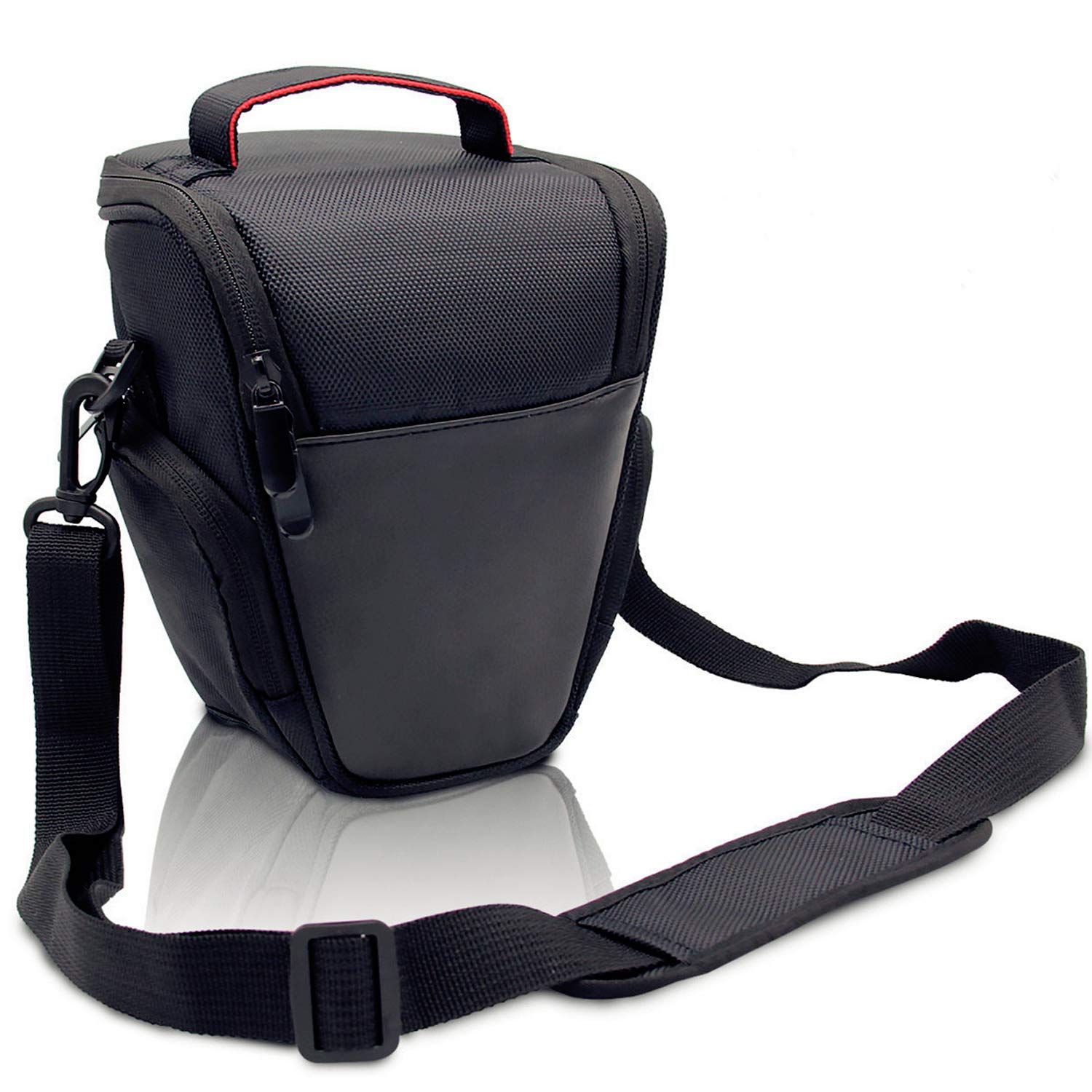 FOSOTO DSLR Camera Case Nylon Holster Bag Compatible for Nikon D3300 D3400 D3500 D5300 D5600 B700,Canon EOS Rebel XT XTi T6 T5i T3i SL2 1300D,Pentax,Sony Olympus and More - Black