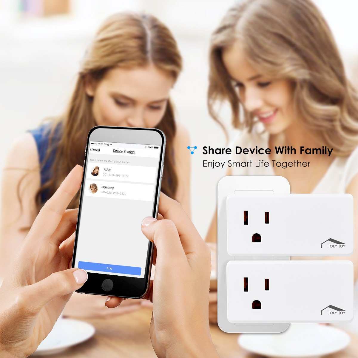 Smart Plug WiFi Outlet, Compatible With Alexa, Echo/Dot, Google Home/Mini and IFTTT, JolyJoy Smart Socket with Multiple Timer, Voice/App Remote Control, No Hub Required, 125V, 10A,1250W (2 Pack)