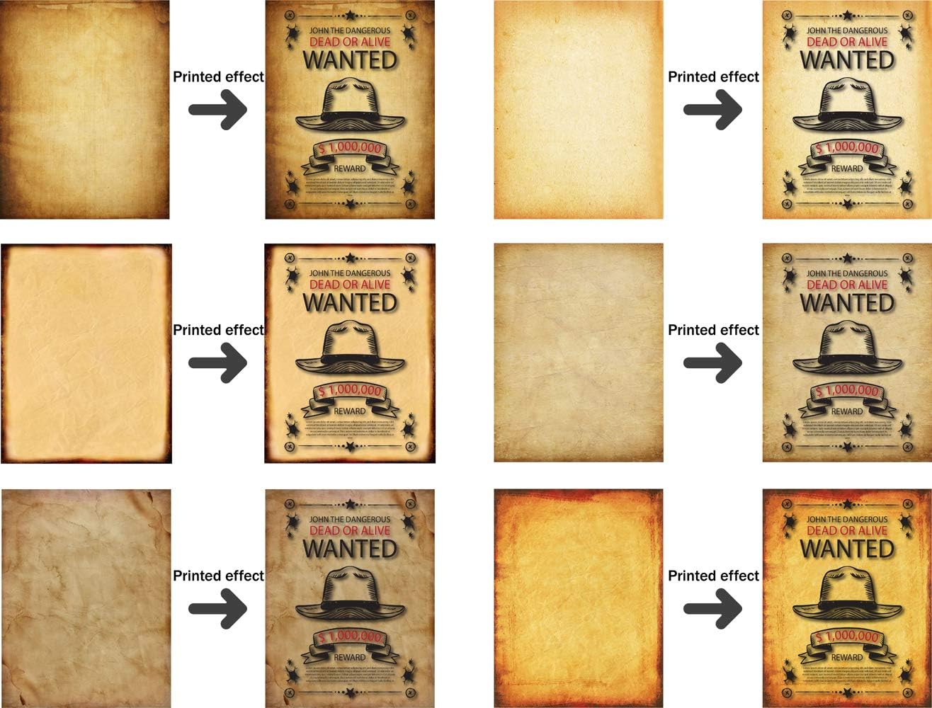 Stationery Paper - Old Fashion Aged Classic Antique & Vintage Assorted Design – Double-side Parchment Paper - Perfect for Certificate, Crafting, Invitations & other Art Projects - 8.5x11 Inches (120) : Office Products