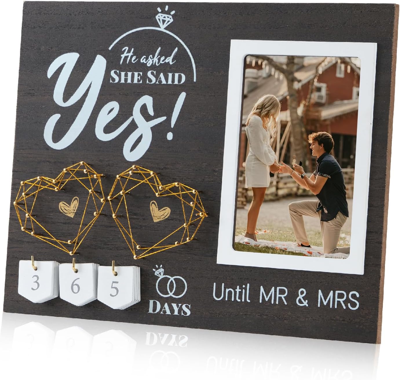 Advent Calendars - Engagement Gifts for Couple, Wedding Countdown Calendar Engagement Picture Frame, Cool Engagement Gifts for Her Women Couples Newly Engaged - He Asked, She Said Yes