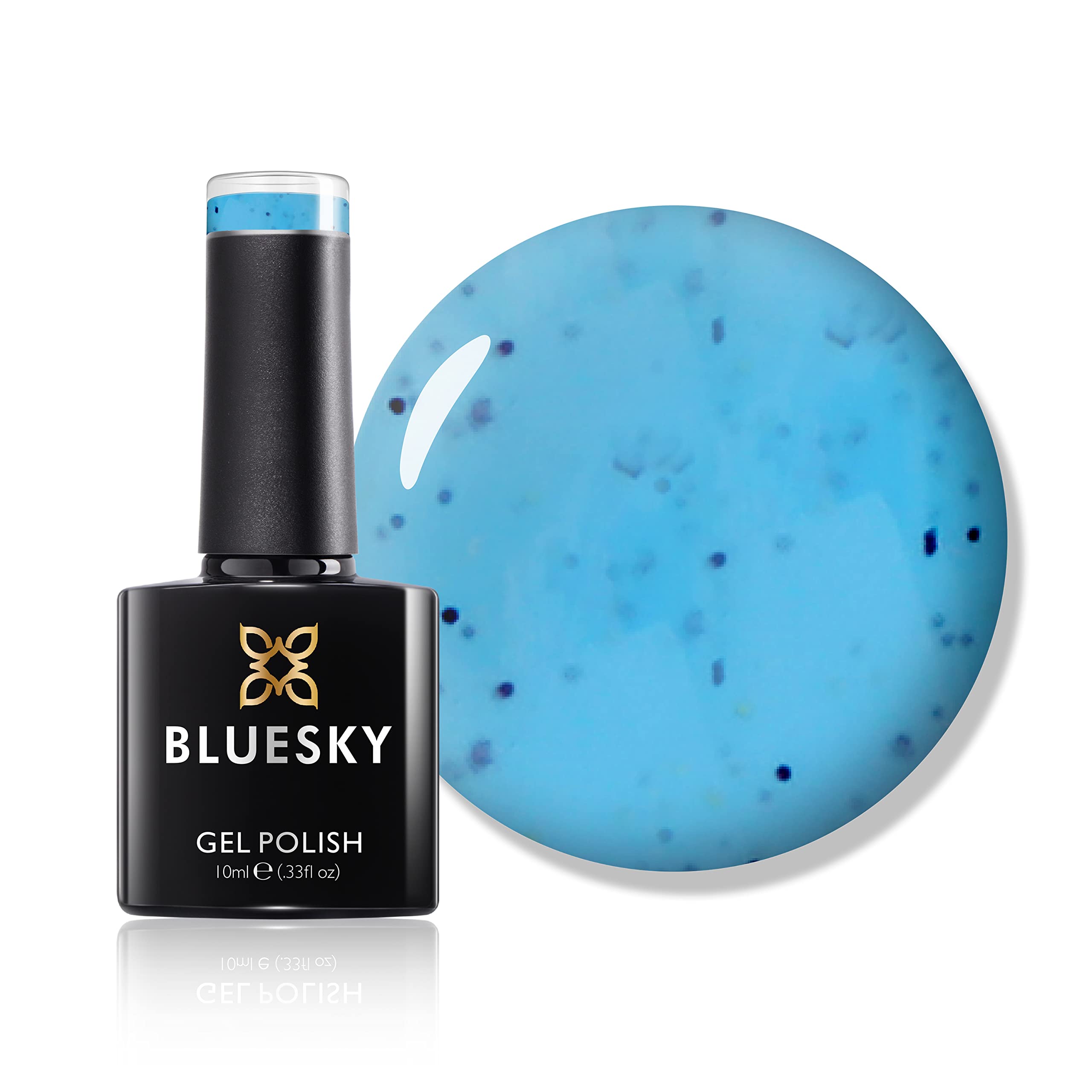 Bluesky Gel Nail Polish, Blueberry Burst Sum1922, Blue, Glitter, Light Blue, Smoothie Long Lasting, Chip Resistant, 10 ml (Requires Drying Under UV LED Lamp)