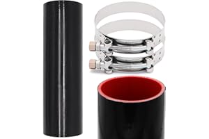 Taigoehua ID 3.5inch 4-Ply Straight Coupler Silicone Hose 5mm Thickness 12inch Length With 2 X Stainless Steel T-clamps (3.5inch(89mm))