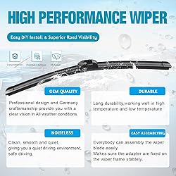 VTOGOI Wiper Blades With Rear Wiper Blades Set For