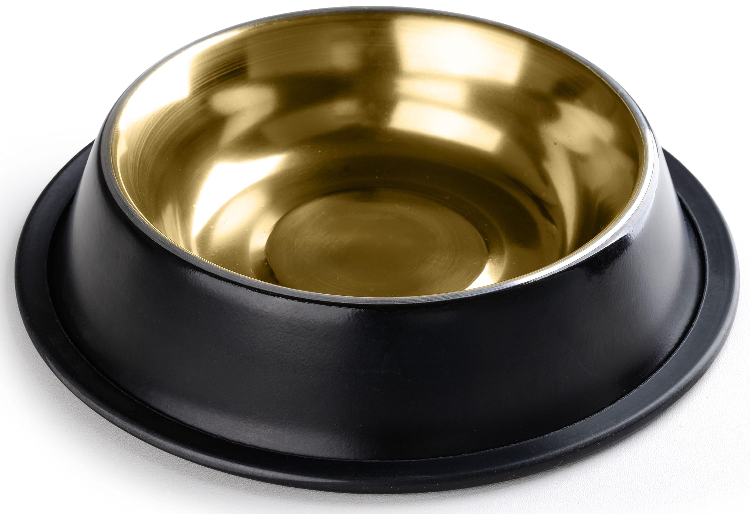 STILGUT Feeding Bowl for Dogs and Cats, Aluminium Feeding Bowl, 0.2 L, Dog Bowl, Cat Bowl, Water Bowl - Black/Gold