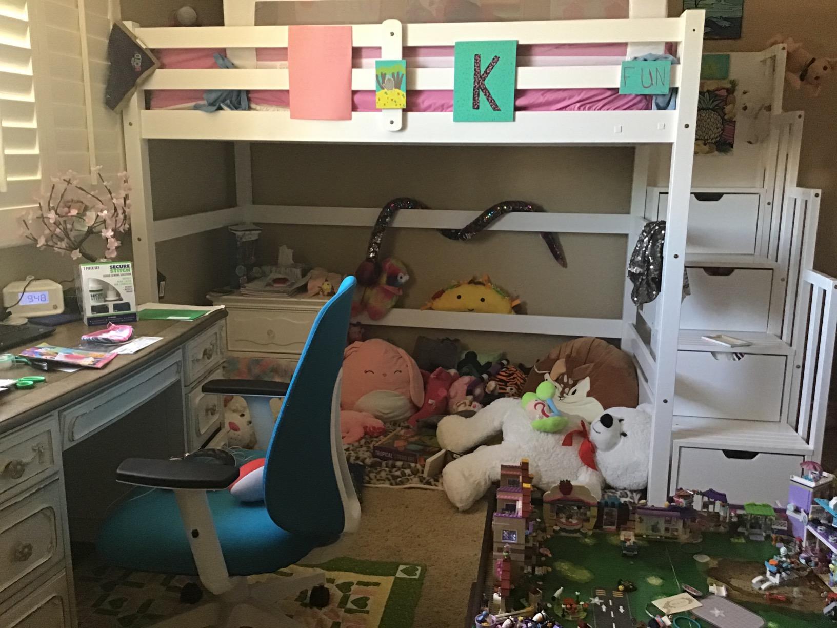 41/mo Finance SCANICA Staircase Twin Loft Bed with Storage White