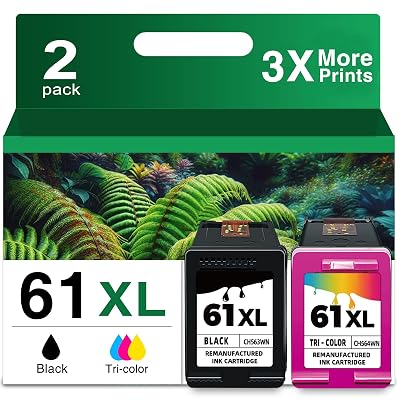 61XL Ink Cartridge Black and Color Combo Pack Replacement for HP Ink 61 HP61 XL HP61XL for 5530 3510 4500 4635 2620 4630 5535 2540 4502 3050 1510 4632 4501 2542 2514 3020a 4610 1000 1010 1510 Printer