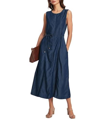 Standards & Practices Women's Plus Size Denim Tencel Raw Hem Maxi Slip Dress Size 1X at Amazon Women's Clothing store