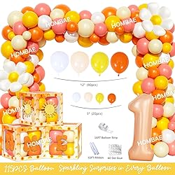 OSNIE 50Pcs Boho Sun First Birthday Party Balloons 12 Inch Hippie Boho Rainbow Sunrise Latex Balloons First Trip Around The Sun Party Decorations Baby