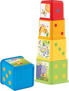 Fisher-Price CDC52 - Bunte Stapelwürfel Baby Spielzeug zum Sortieren und Stapeln, Spielzeug ab 6 Monaten