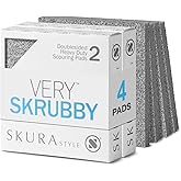 Skura Style Very Skrubby Heavy Duty Scouring Pads (Bulk 4 Pack) | Abrasive Kitchen Cleaner for Caked-on, Baked-on Dirt | Dura