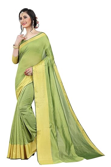 Women's Cotton Silk Saree With Unstitched Blouse Piece