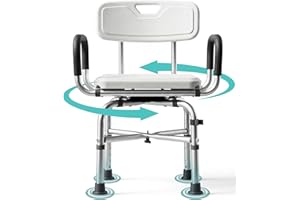 Lamberia Shower Chair for Inside Shower with Arms and Back, 500lbs Heavy Duty 360° Swivel Bathtub Seats, Height Adjustable Sa