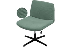 VZLQZJMKY Vanity Chair Cover Criss Cross Chair Cover Waterproof and Elastic Armless Chair Slipcover Armless Chair Covers Office Chair Covers (Green,Just The Cover,No Chair)