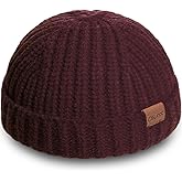 Fisherman Short Beanie Hats for Men, Knit Skull Cap Cuff Trawler Hat Mens Stylish Watch Cap Winter Warm Hat for Daily Wear