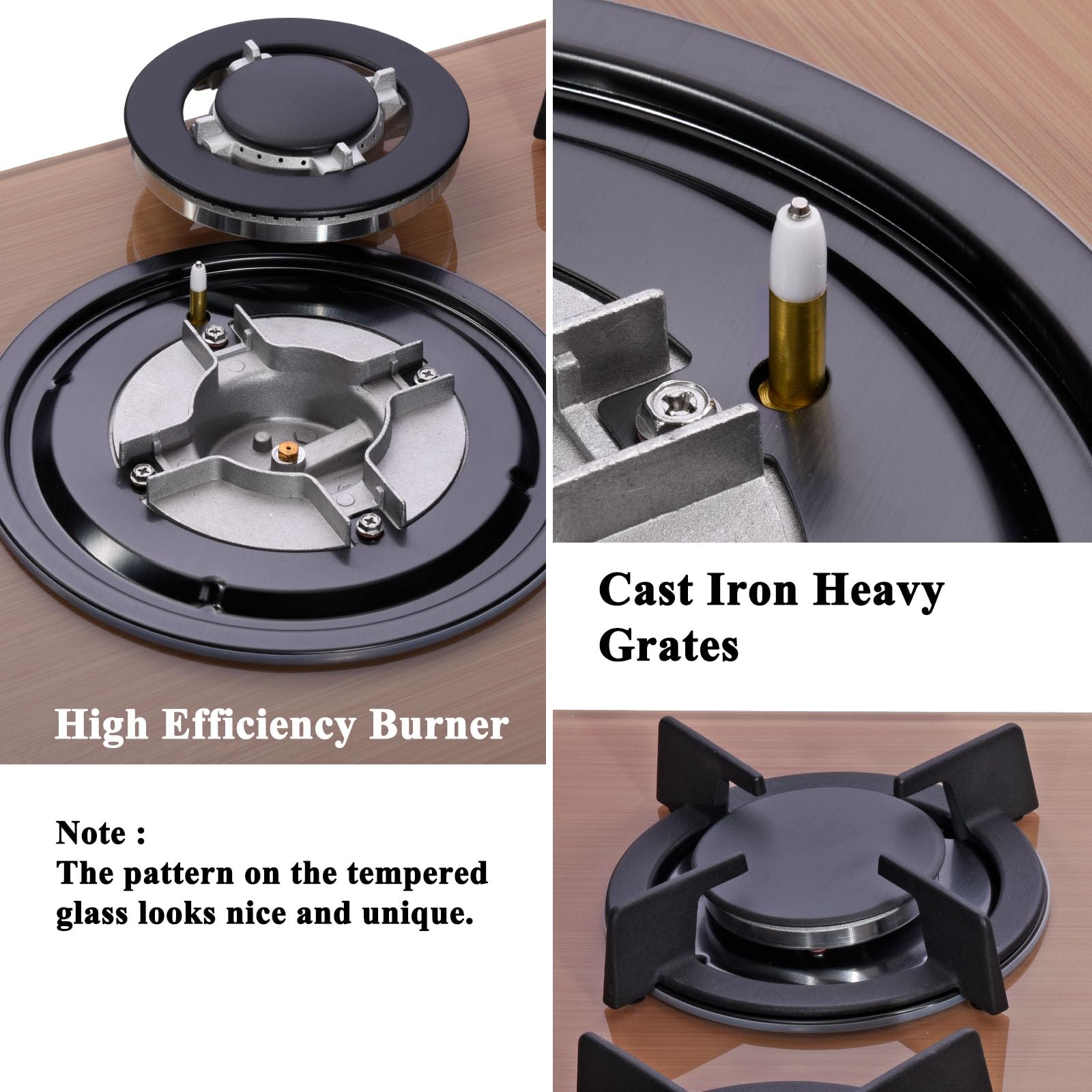 30 Inch Gas Cooktop, Built-in Tempered Glass Stovetop With 5 High Efficiency Burners - LPG/NG Convertible Gas Hob