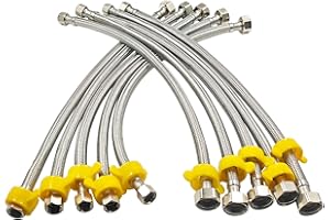 SMZTOOLS 10PK 16 Inch Faucet Supply Lines, 3/8" Comp x 1/2" FIP Sink Hose Faucet Hose Connector, for toilet hose for Bathroom Kitchen Water Supply with Stainless Steel Braided Supply Line & Faucet Hose Wrench