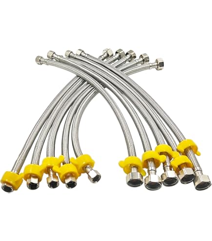 3/8 Compression 1/2 FIP LASCO Braided Stainless Steel Water Supply Line - 3/8" Compression X 1/2" Female Iron Pipe - 96 Inches Long - Lead Free 96 Inch Toilet Faucet Connector