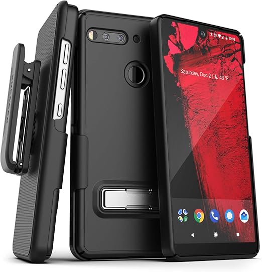 Amazon Com Encased Essential Phone Belt Clip Case With Kickstand 19 Slimline Thin Cover W Rotating Holster Essential Phone Ph 1 Black