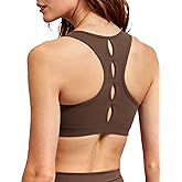 Yvette Yoga Sports Bras for Women Hollow Racerback Light Support Low Impact Paded Bra with Removable Pads