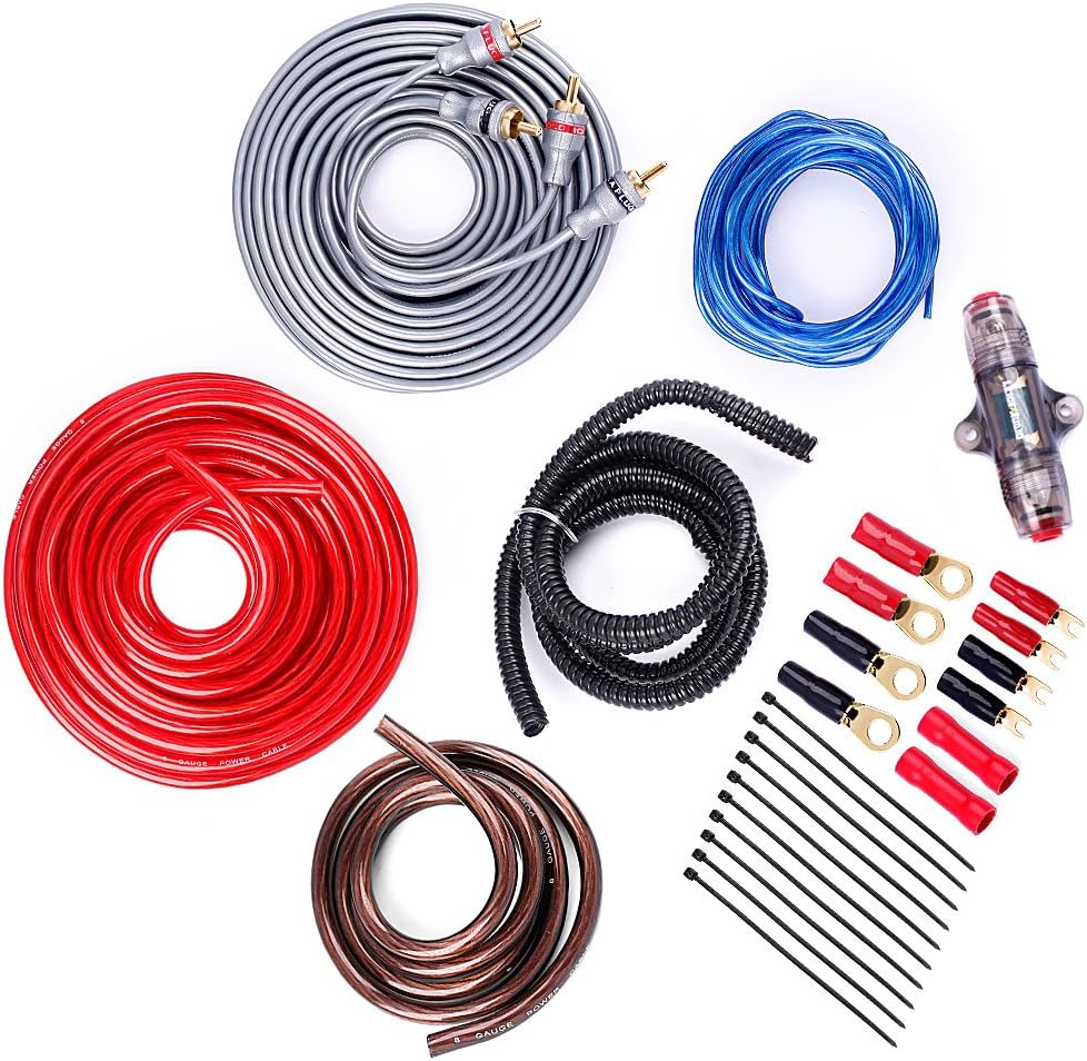 LEIGESAUDIO 8 Gauge OFC Complete Amp Kit Amplifier Installation Wiring Wire