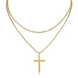 REVEMCN 14K Gold Filled Polished Beveled Cross