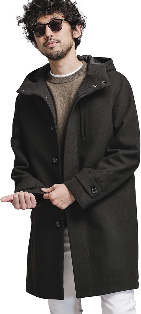 Amazon ナノ ユニバース Nano Universe Web限定 ｓｕｐｅｒ１００ ｓ メルトンフードコート L D カーキ Nano Universe コート ジャケット 通販