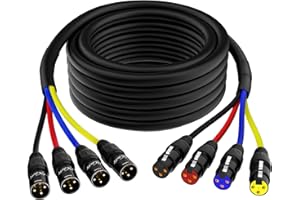 Mygatti 4-Channel XLR Snake Cables 10FT, 4 Colored XLR Male to Female Microphone Cable with Color-Coded, for Recording, Studi
