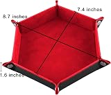 SIQUK 2 Pieces Dice Tray Hexagon Folding PU Leather Velvet Red Blue view 2