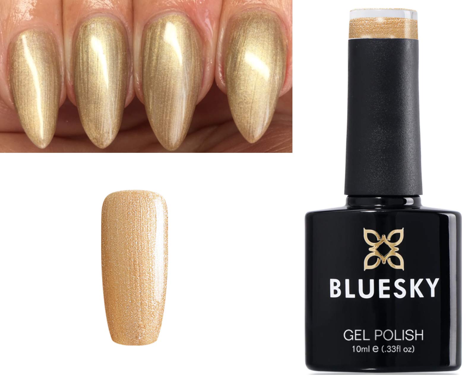 Bluesky Gel Polish GOLD DUST METALLIC CHAMPAGNE GOLD BP03 Nail UV LED Soak Off 10ml