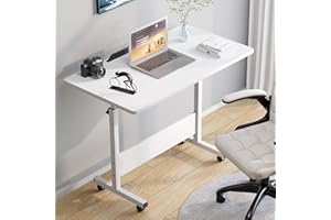 HDHNBA Rolling Desk Adjustable Height,Rolling Computer Cart,Portable Laptop Desk,Small Adjustable Home Office Desk,Rolling Laptop Desk,Small Portable Desk