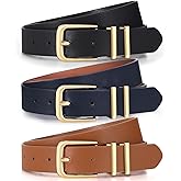 3 Pack Women's Belts for Jeans Pants Dresses Fashion Ladies Leather Waist Belt with Buckle Leather Belts