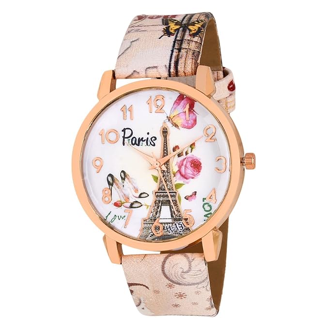 Goldenize fashion Watches Paris Butterfly & Rose Dial Stylish Girls and Women Watch