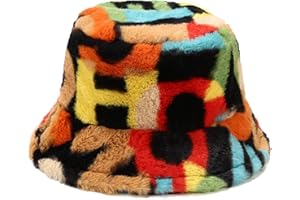 VOILIPEX Winter Fluffy Fuzzy Bucket Hat Plush Furry Faux Fur Fisherman Hats Warm Hat for Women