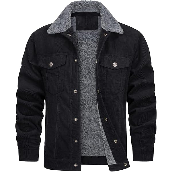 TACVASEN Warm Jackets for Men Corduroy Fleece Lined Jacket