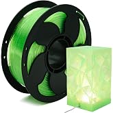 Clear Green PLA 1.75mm 1kg Spool Glittery 3D Printing Filament Transparent | FDM Beginner friendly Premium Sparkle translucent Green PLA Basic Low warping No tangle 1kg spool 2.2lbs for Bambu Prusa