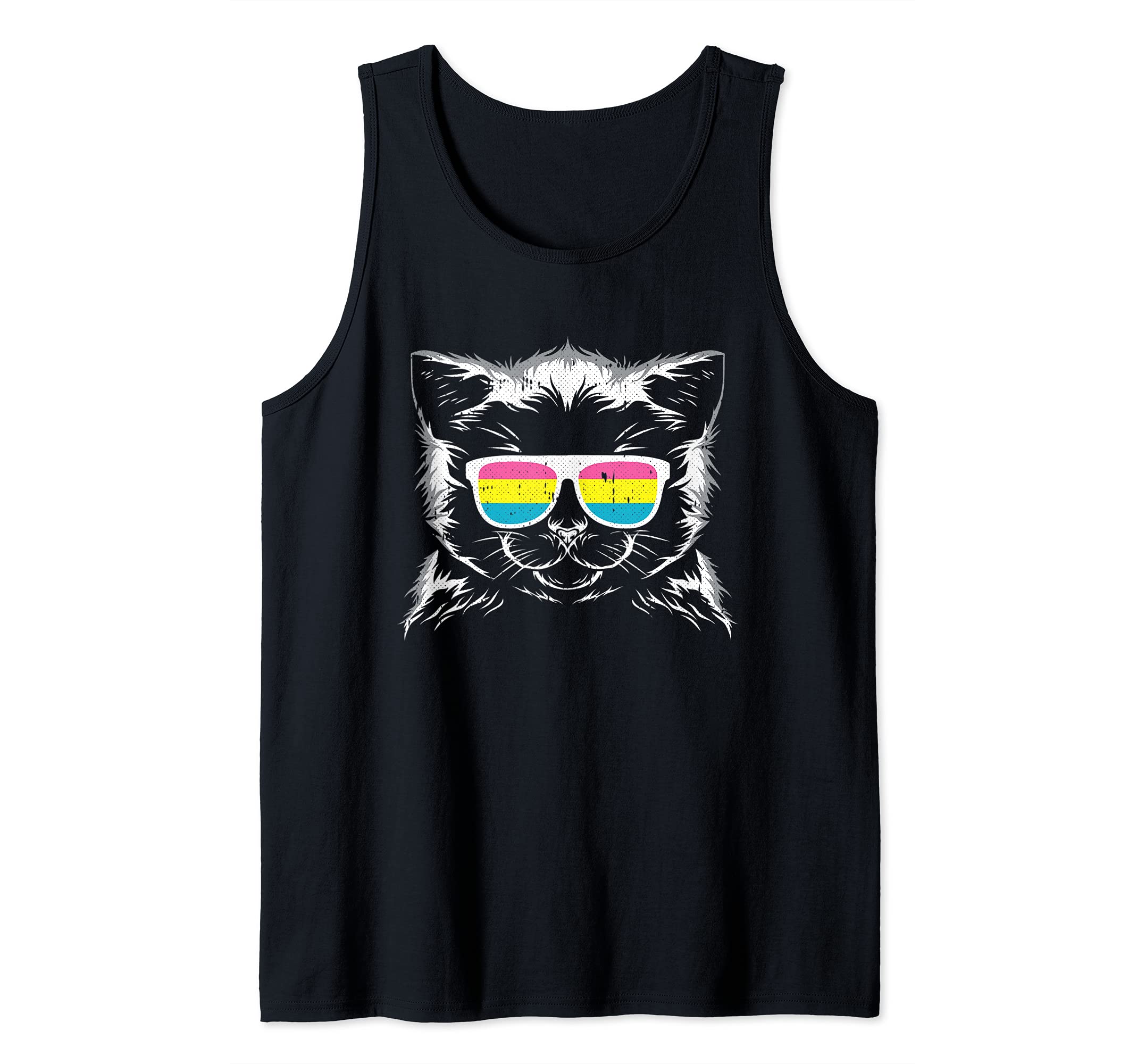 Cat Sunglasses Pansexual Pride Kitten LGBT-Q Proud Ally Tank Top