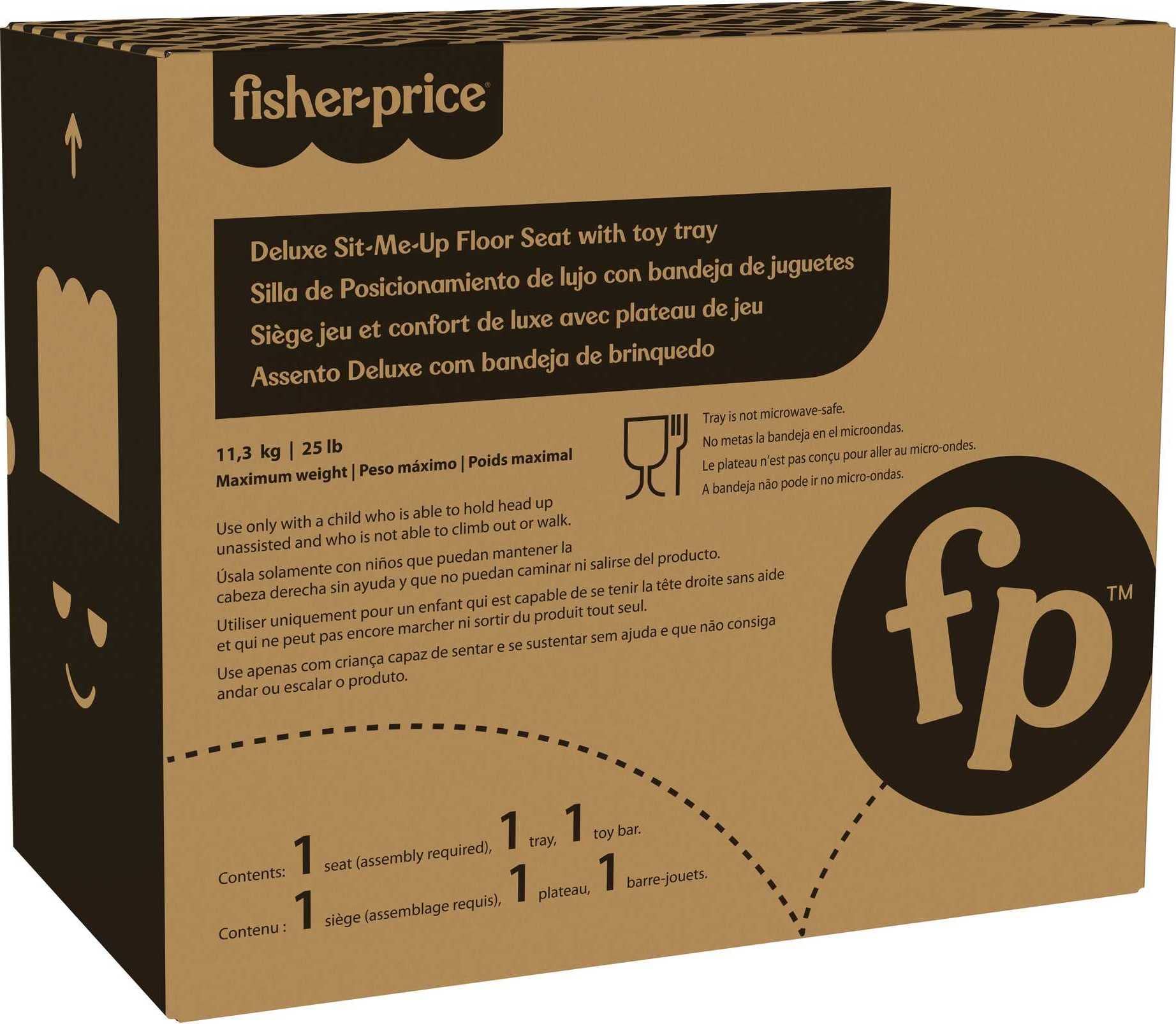 Fisher-Price Portable Baby Chair Deluxe Sit-Me-Up Floor Seat with Snack Tray, Newborn Activity Toys & Rainbow Sprinkles Washable Pad