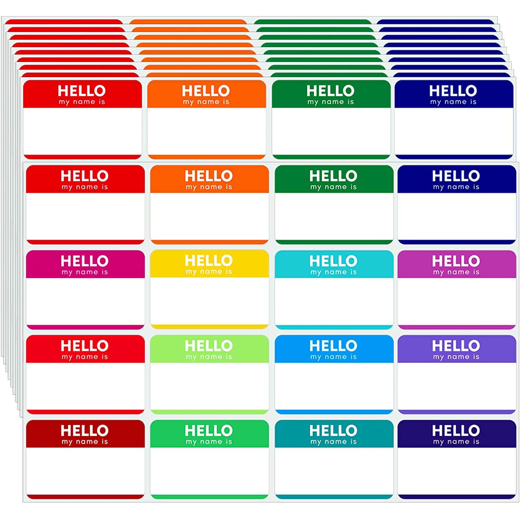 Baoswi 160 Pcs Name Tag Stickers (7.6 x 5.1 cm) Identification Badges, Peel and Stick Hello My Name Is Labels, Colorful for Themed Party, Family, Home, School, Office Conferences