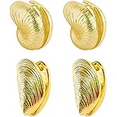 GAFATORY Beach Conch Shell Earrings for Women Gold Statement Earrings Summer Beach Vacation Jewelry Conch Seashell Earring Set