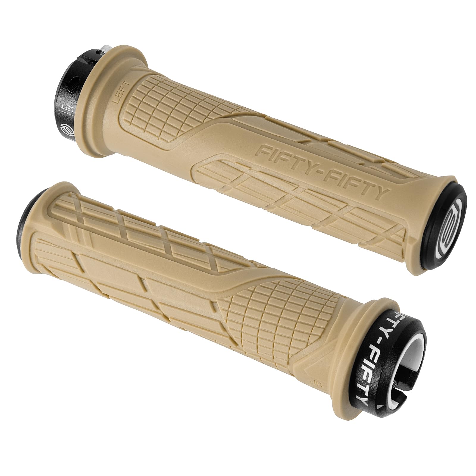 FIFTY-FIFTY Mountain Bike Handlebar Grips, Single Lock-on MTB Grips, Comfortable and Lock On, Non-Slip Bicycle Handle, Fit for All Mountain, Enduro, Downhill (Sand Storm)