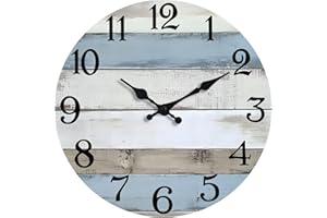 JoFomp 6 Inch Wooden Wall Clocks Battery Operated, Silent Wall Clock Non Ticking, Coastal Country Design Rustic Wall Clocks f