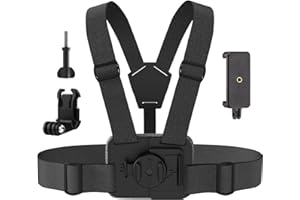 BMUUPY Phone Chest Mount Harness Holder Mobile Phone Strap Clip Compatible with GoPro 13/12/11/10/9/8/7/6 DJI Osmo Action 5 Pro 4 3 Insta360 X4 X3 Smartphone and Cell Phones Action Cameras POV/VLOG